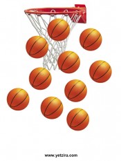 דף מדבקות עם כדורסל לצורך שיפור התנהגות